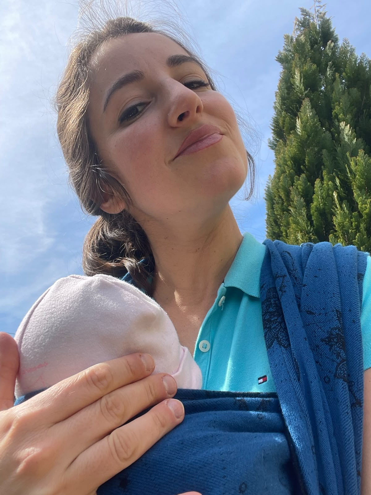 Monica con la bambina nei mesi della maternità